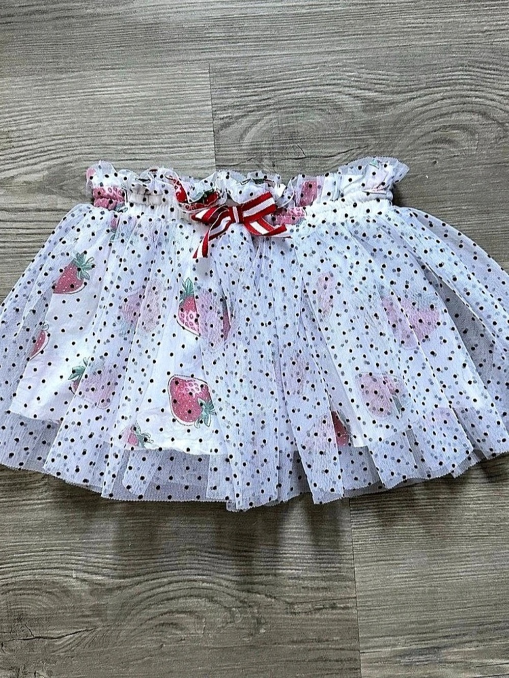 Original Marines Girls 12/18 Strawberry Polka Dot Mesh Skirt